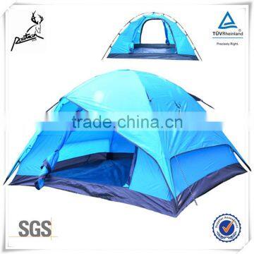 Two Door Fiberglass Poles Polyester Fabric Camping Tent for Family