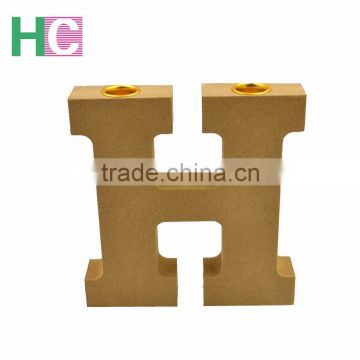 Unfinished Wood Letter Shape Candle Holders