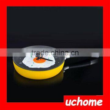 UCHOME Hot Beauty Happy Time Plastic Frying Pan Wall Clock, Decorative Kitchen Fried Egg Pan Wall Clock photo-2