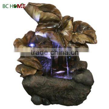 2015 new high quality resin water fountains lotus leaf