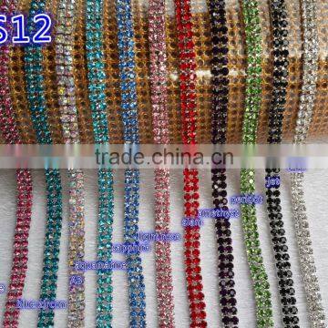 factory crystal rhinestone singal row trimming close cupchain for jewelry strass finding accessories