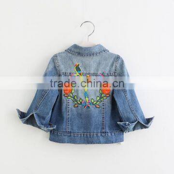 2017 Spring Baby Girls Denim Outdoor Wear Coat With Butterfly Embroidered photo-2