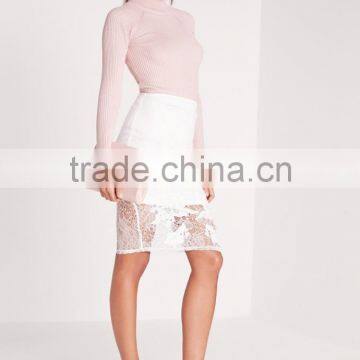 New Style White Lace Floral Midi Skirt Wholesale OEM Service photo-2