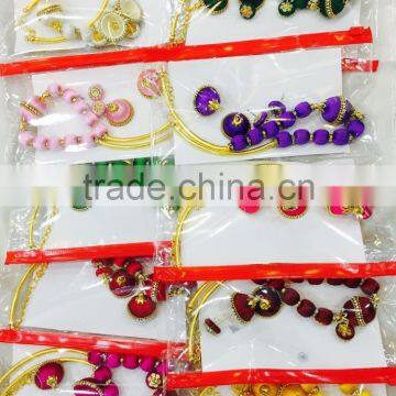 New Stylish Silk Thread Neck Piece With Matching Earrings Collection. photo-5