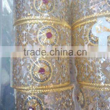 Broad Hand Carved 2 Tone Gold Plated BRACELET BANGLE KADA , Dancing Stone photo-2