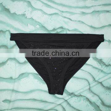 Triangle Cups Black Bikinis With Shinning Diamond Low Minimum Sexy Swimsuits photo-3