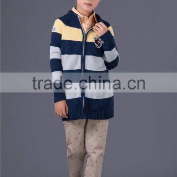 2014 latest autum winter children blue with stripe zipper sweater