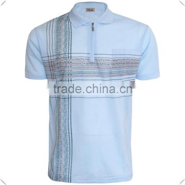 Mens golf POLO SHIRT short sleeve fashion printing casual top OEM with zip quarter zipper in various size M L XL XXL