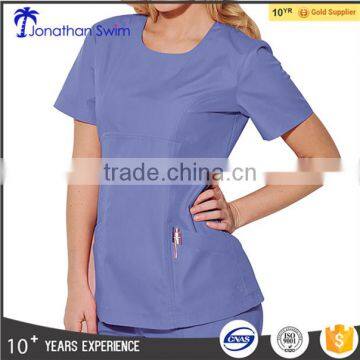 2017 fashion design with the soft material for hospital staff scrub uniform