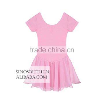 2017 New Arrival Solid Color Short Sleeve Girls Leotard Dance Leotards Dress photo-3