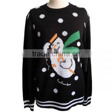 Snowman Pattern Men Pullover Black Ugly Christmas Sweater Design photo-2