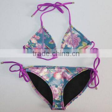 3D Digital Print Sexy Floral Brazilian Micro Halter Custom Bikini photo-2
