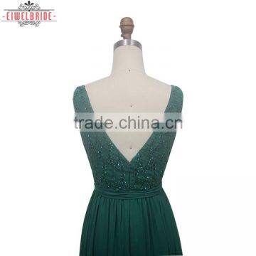 Custom A Line Beading Deep V Neck Wedding Dress