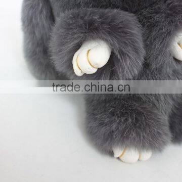 Myfur Dark Grey Cute Rabbit Fur Made Rabbit Bag Accessory Pendant photo-6