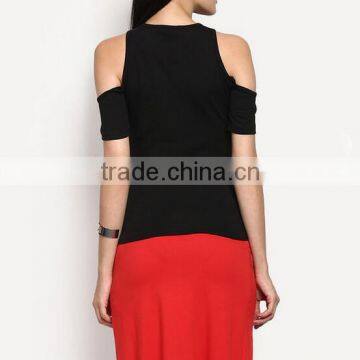 Blank Cold Shoulder T-shirt Women Clothes Fittes Zipper up t Shirt photo-3