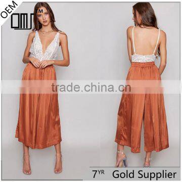 Newest spring summer satin wide leg floaty pants for women