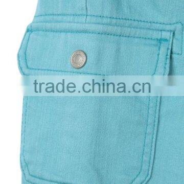 New Fashion Multi Pocket Plain Blue Solid Color Cheap Kids Elastic Bottom Jeans With Side Zipper photo-5