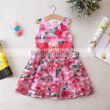 New flower printing vest dress wholesale children girl princess dress