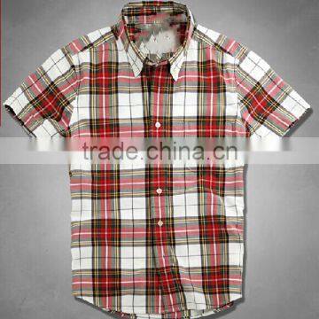 short sleeve check shirts 100%cotton shirts for men