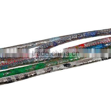 Silver Green Pattern Round PU Leather Cord photo-2
