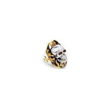 Fashion cool mens Stainless Steel Golden skull Gothic Style Ring for Gift