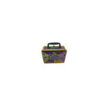 Colorful Metal Tin Lunch Box , Tinplate Cover Hinge Square Tin Box