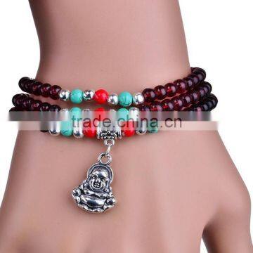 4mm 108 Garnet Beads Multi Layers Bracelet Buddha Bracelet photo-2