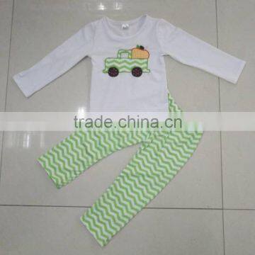 charming chevron embroidery wholesale kids clothing sets