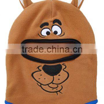 embroidery logo cartoon dog polar fleece fancy beanie hat