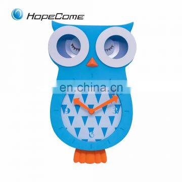 For Children Colorful Bedroom Cartoon Animals Owl Wall Clock photo-5