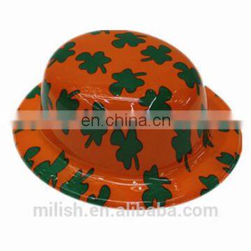 MH-2194 Party Red Saint St Patrick Day Derby Bowler Clover Hat