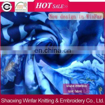 Shaoxing winfar Textile Digital Printed Heavy Scuba Fabric For Lady's Dress
