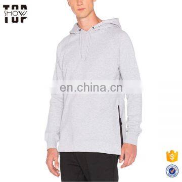 Classic men pullover side zipper blank high quality hoodies wholesale