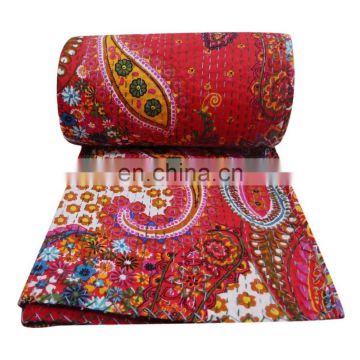 Vintage Kantha Quilt Suzani Kantha Quilt Floral Kantha Throw Handmade Bedspread Queen Size Blanket India