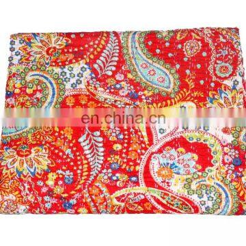 Indian Red paisley kantha Quilt New Designer handmade Kantha Quilt Indian Throw reversible Bedspread kantha New year offer 2015