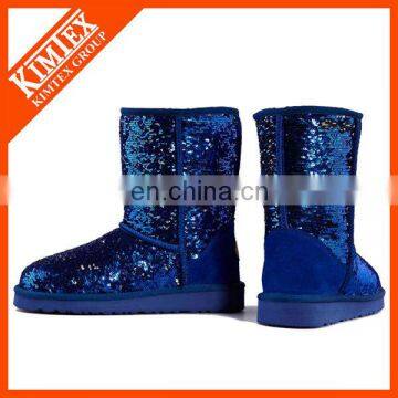 girl's shining trim half snow glitter boots