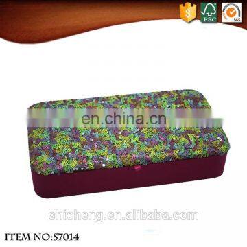 Top quality colorful sequin mirrored trendy cardboard jewelry box