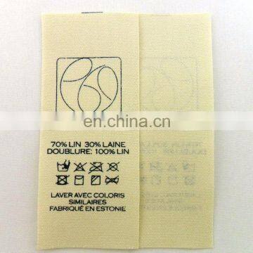 China supplier satin woven label tag center fold garment woven label