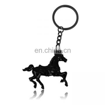 gold silver black plated horse shaped keychain metal