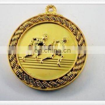 Reward round shaped embossed copper medal gold medal