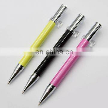 twist action colorful polished barrel metal l ballpoint ball pen with shiny chrome accents