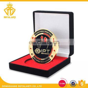 High Quality Custom Casino Challenge Coin in Velvet Gift Box