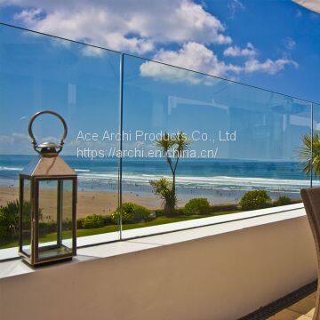 Frameless Balustrade Aluminum Glass Railing with U Channel