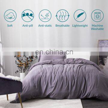 Hot Sell Ins Style Grey Purple 100% Microfiber 3 Piece Bed Sheet Set Full King Duvet Cover photo-4