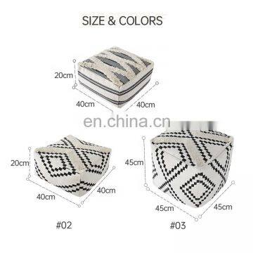 Home Decorative Products Pieces Whited Tufted Woven Square Ottoman Cover Moroccan Ottoman Pouf Big Size photo-5