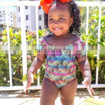 2019 Ins Top Selling Kids European Swimwear Wholesale Toddler Off Shoulder Fish Scales Printed Swimsuit