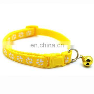 Wholesale Classic Custom Print Paw Adjustable Nylon Dog Collar With Bell photo-5