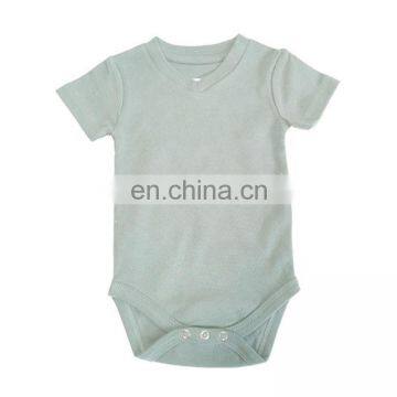 V Neck Snap Crotch Organic Cotton Baby Romper photo-5