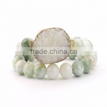 FULL-0337 Drusy gold rutilated quartz beads bracelets Druzy bracelets