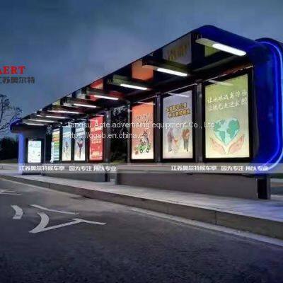 Outdoor LCD Advertising Machine Bus Stop Sign Aluminum Profile Bus Shelter Billboard Customization photo-2